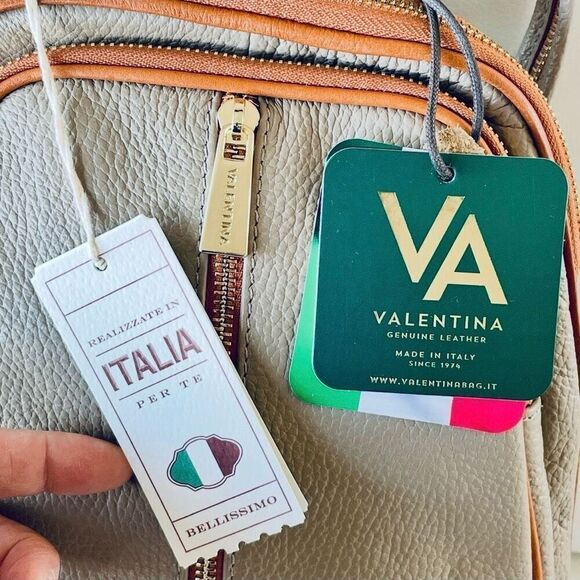NWT Gorgeous Valentina Tan Italian Genuine Leather Convertible Sling Backpack Ba main image 3